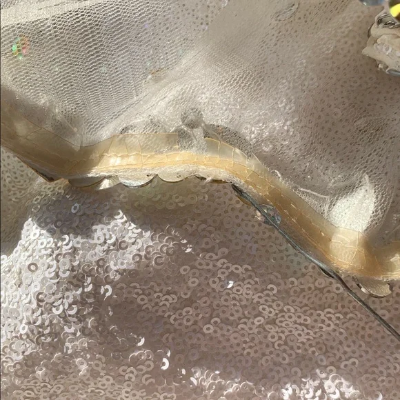 Clarisse White One Shoulder Sequin Dress Size 3/4 - Picture 14 of 17